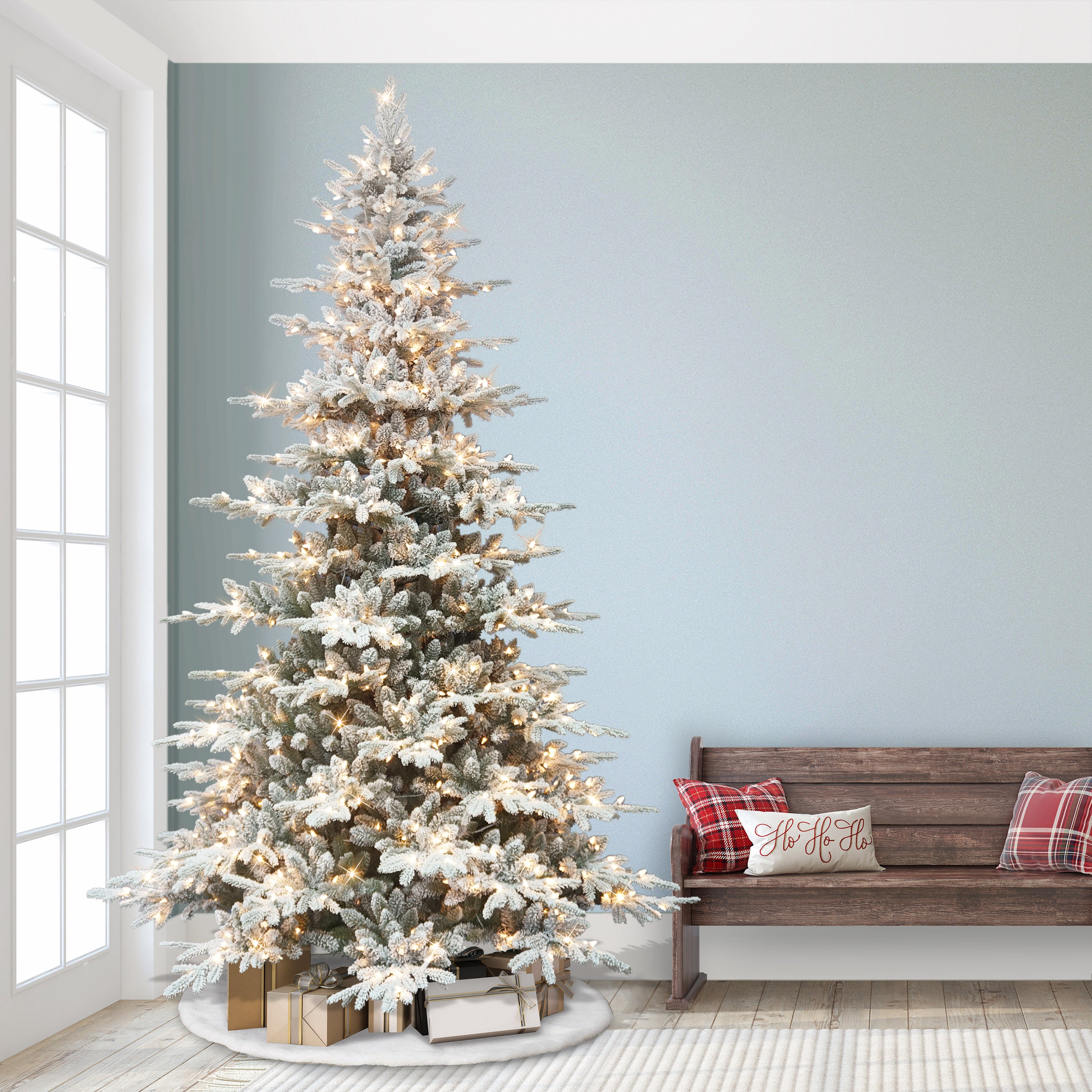 9ft Pre-lit Flocked Utah Fir Christmas Tree